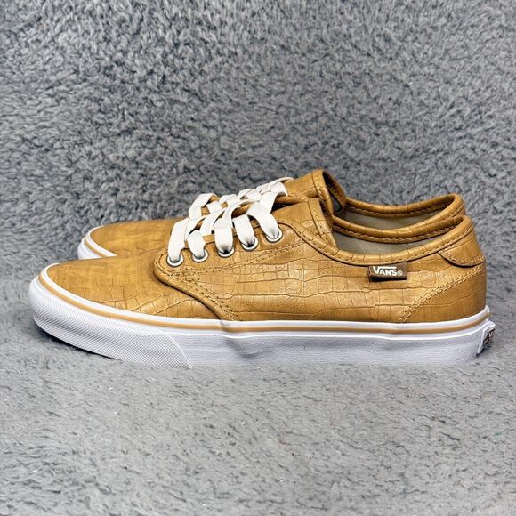 Vans Camden Deluxe Womens Size 7.5 Sneakers Shoes Camel Tan Faux Crocodile Skin - Picture 3 of 9